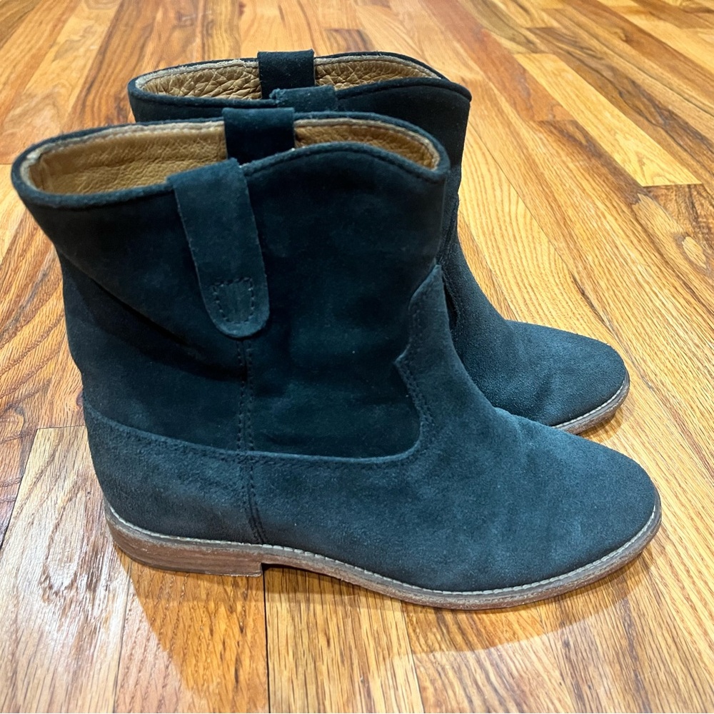 Women Isabel Marant Crisi hidden wedge ankle boot faded blacksuede,Size 37 Flaws